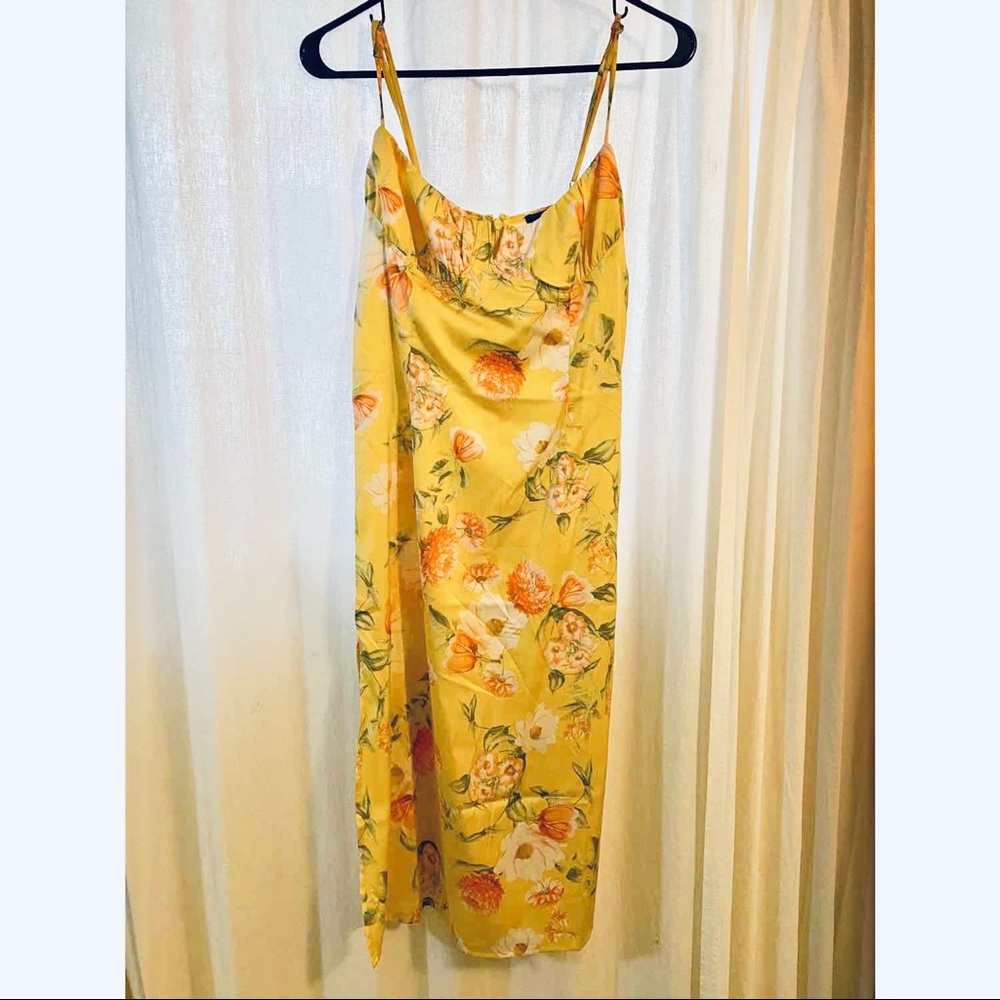 Forever 21 Yellow Floral Slip Dress